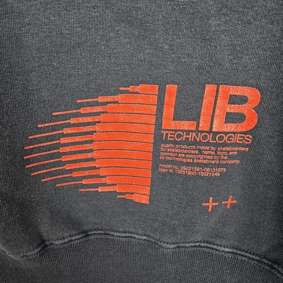 Vtg Lib Tech Skateboard Hoodie Sz S Black Streetwear Grunge Y2K Skater - Picture 5 of 9
